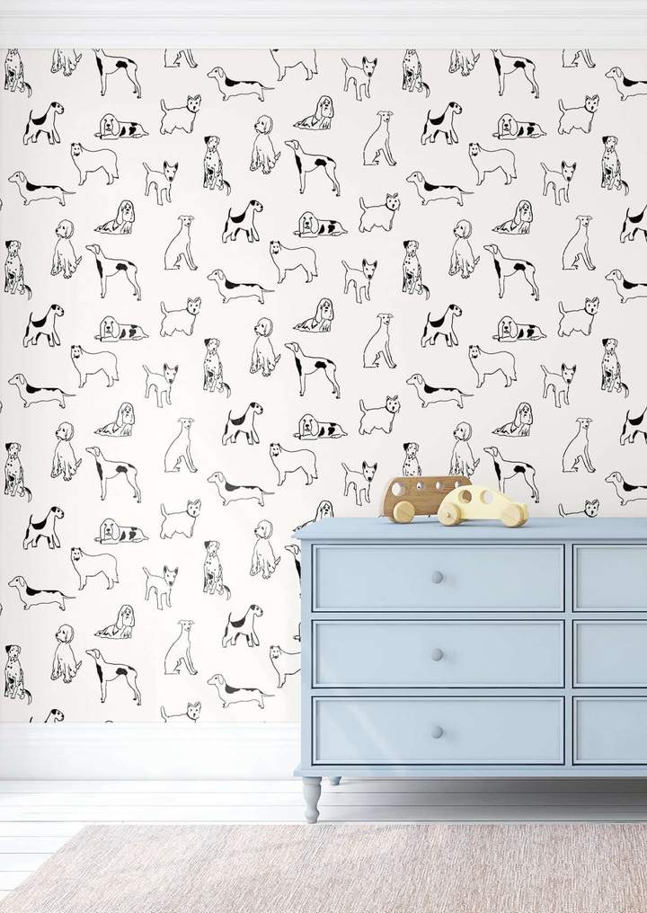 prodimages/Stacy Garcia Home Best in Show Dog Themed Peel and Stick Wallpaper in Black and White in Nursery